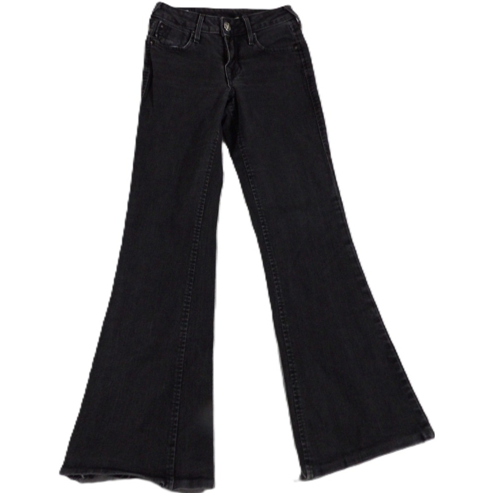 VTG Made USA True Religion Stealth Dana Flare Jeans Women 24 Black Denim Stretch
